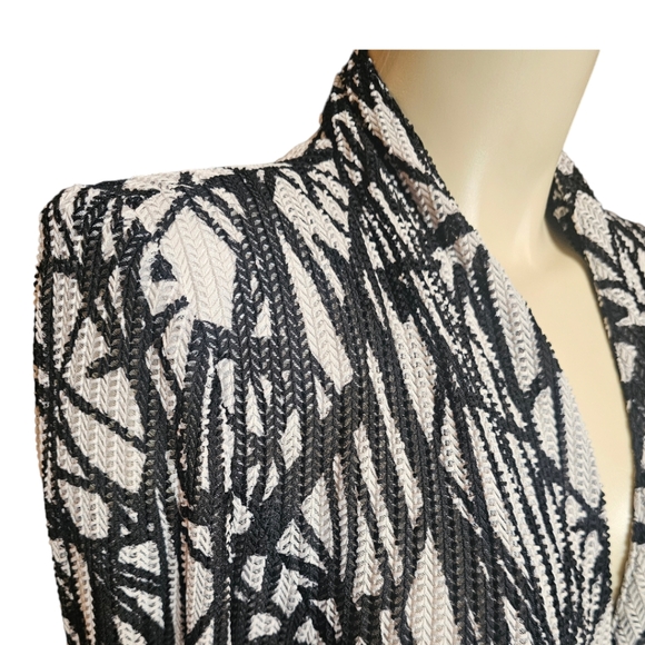 Mona Leah Couture open face mesh 3/4 sleeve jacket. Shoulder pads. Small - Picture 3 of 7